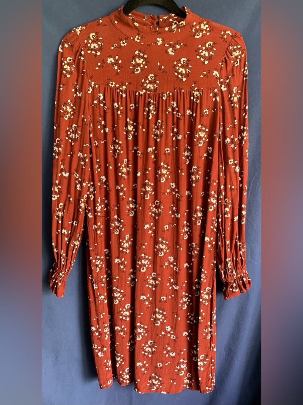 Ann Taylor Factory Rust Floral Long-Sleeve Dress